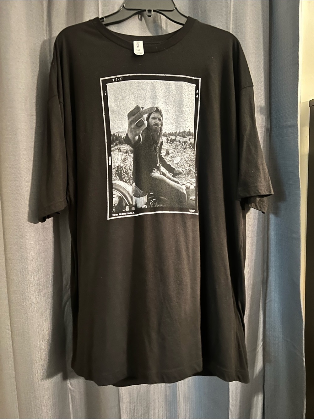 Black Graphic  TIM MONTANA T-Shirt with Monochrome Photo Print